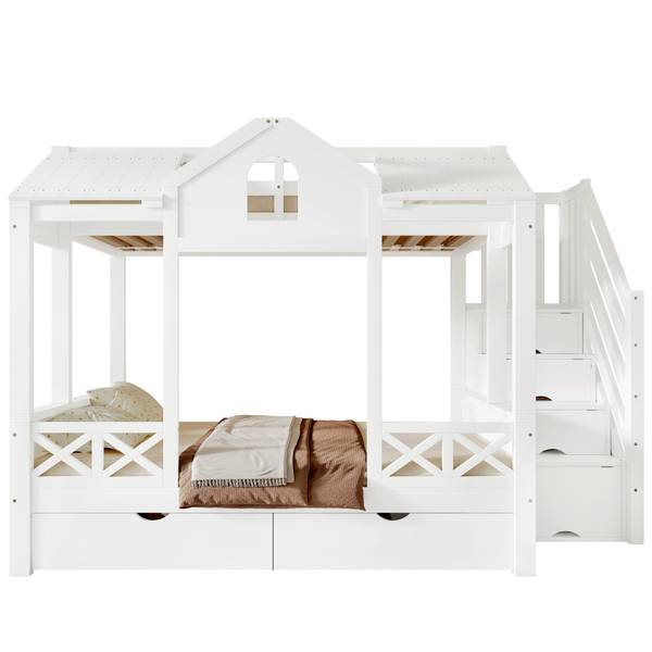 Stockbett K-1392 Weiß - Holzwerkstoff - 145 x 170 x 255 cm