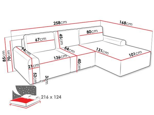 Ecksofa Bella L Beige - Ecke davorstehend rechts