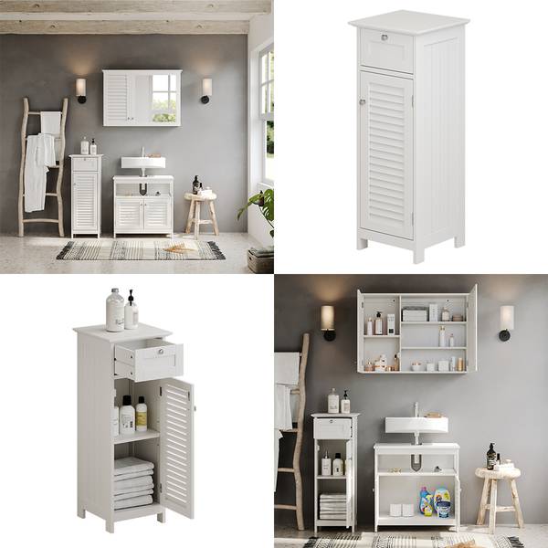 Meuble salle de bain Riad 40414 Blanc - Bois manufacturé - 32 x 87 x 30 cm