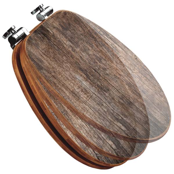 WC-Sitz mit Absenkautomatik Altes Holz Braun - Bambus - Holzwerkstoff - 38 x 5 x 49 cm