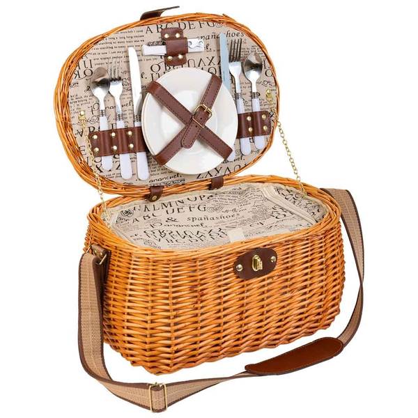 Picknickkorb Jardin Picnic Braun - Naturfaser - 40 x 22 x 28 cm