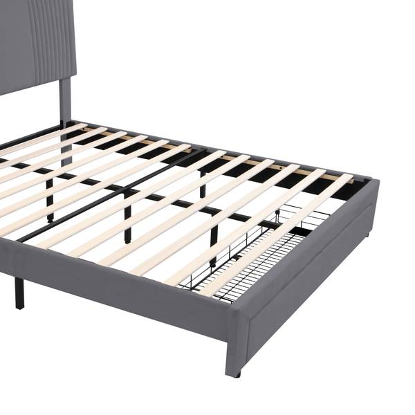 Polsterbett O12106 Grau - Holz teilmassiv - 145 x 109 x 211 cm