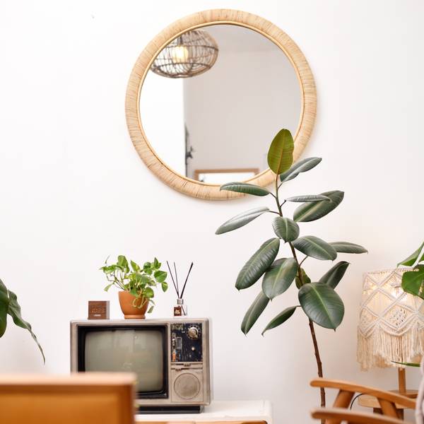 Spiegel DARWIN Braun - Rattan - 75 x 4 x 75 cm