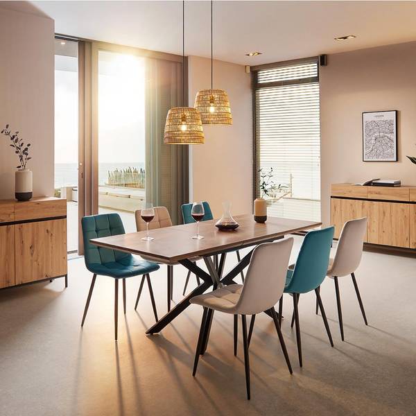 Ausziehtisch AKI Braun - Holzwerkstoff - Metall - 180 x 76 x 80 cm