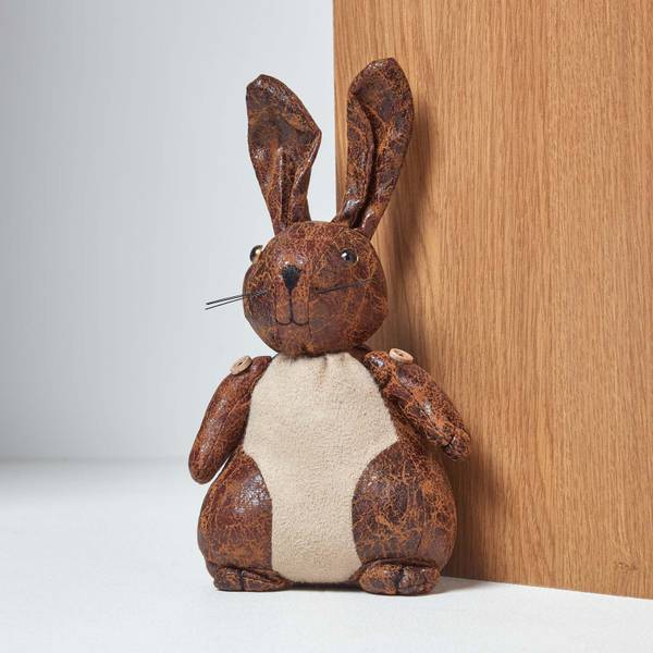 Türstopper Hase Kunstleder Braun - Mischgewebe - 17 x 30 x 17 cm