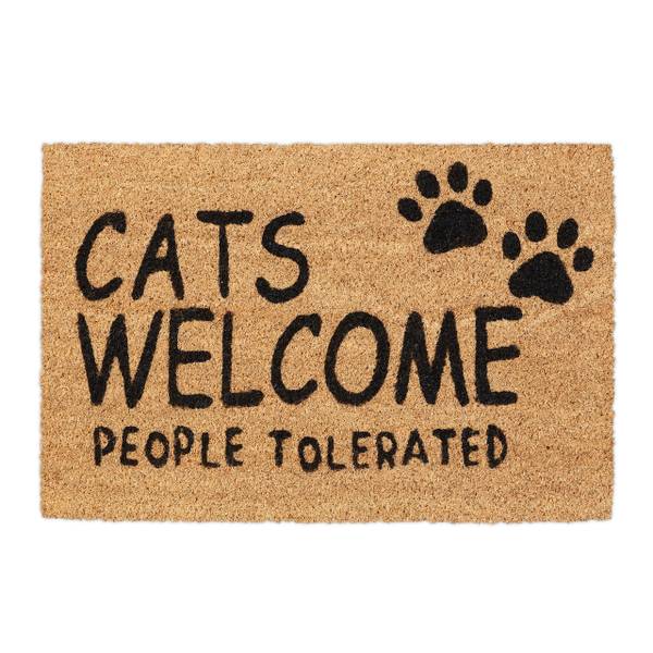 Kokos Fußmatte Cats Welcome Beige - Schwarz - Naturfaser - Kunststoff - 60 x 2 x 40 cm