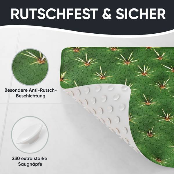 Sanilo Tapis de douche Cactus Vert - Orange - Jaune - Polyester-PVC - 53 x 1 x 53 cm
