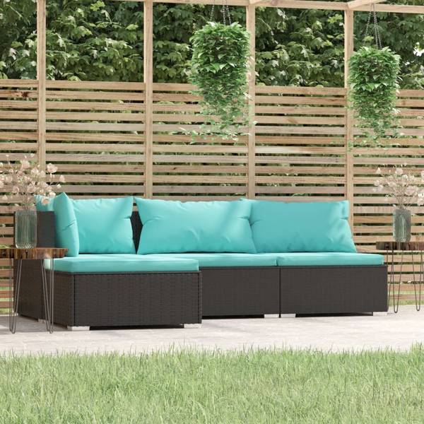 Garten-Lounge-Set 3013632-29 (4-teilig) Schwarz - Blau - Polyester - Stahl - 70 x 30 x 70 cm