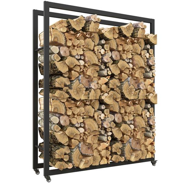 Kaminholzregal 842-359V00BK Schwarz - Metall - 32 x 151 x 120 cm