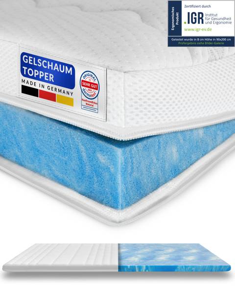 Gelschaum Topper PREMIUM PLUS 100 x 8 x 200 cm