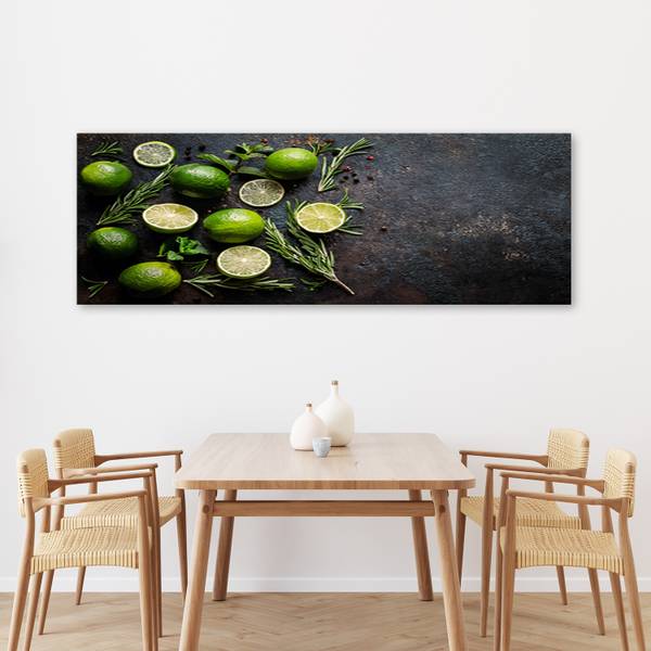Wandbild limette obst gewürze 150 x 50 cm