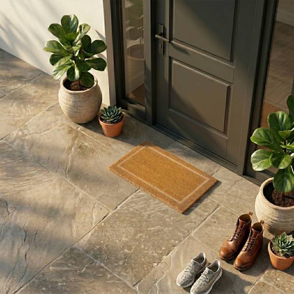 Fußmatte Kokos mit Struktur 60x40 cm Beige - Braun - Naturfaser - Kunststoff - 60 x 2 x 40 cm
