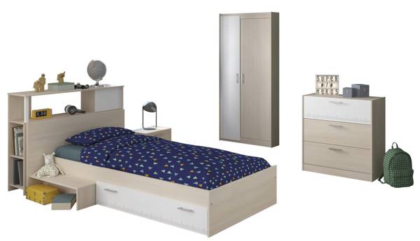 Kinderzimmer Set Charly16 5-teilig Braun - Weiß - Holzwerkstoff - 121 x 180 x 233 cm