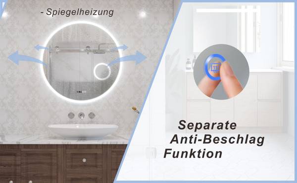 Rund Spiegel Φ 80 cm LED Badspiegel Silber - Glas - 80 x 80 x 3 cm