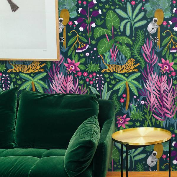 Papier Peint Jungle Tropicale Vert - Papier - 200 x 250 x 1 cm