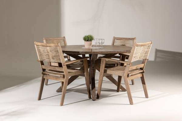 Gartenesstisch ROSARIO Braun - Massivholz - 140 x 75 x 140 cm