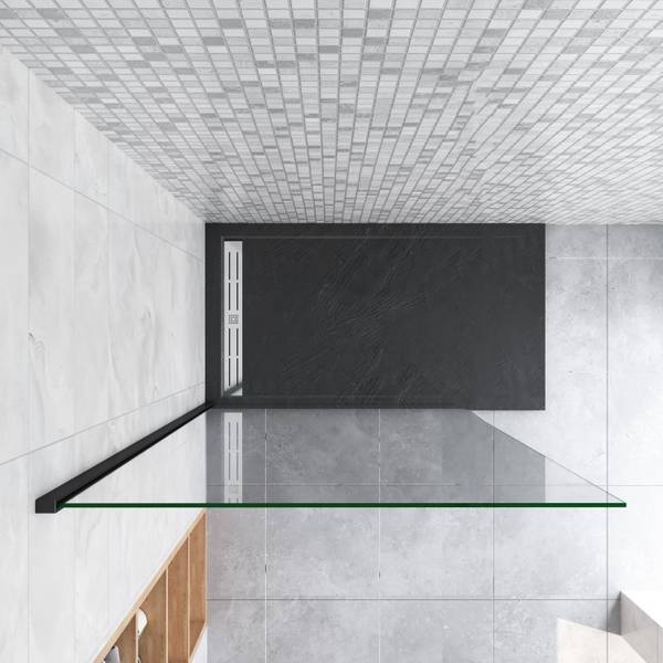 schwarze Duschwand Walk-In Schwarz - Sicherheitsglas - 60 x 200 x 1 cm