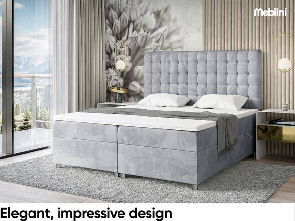 Boxspringbett Aston Hellgrau - H4 - Liegefläche Breite: 160 cm