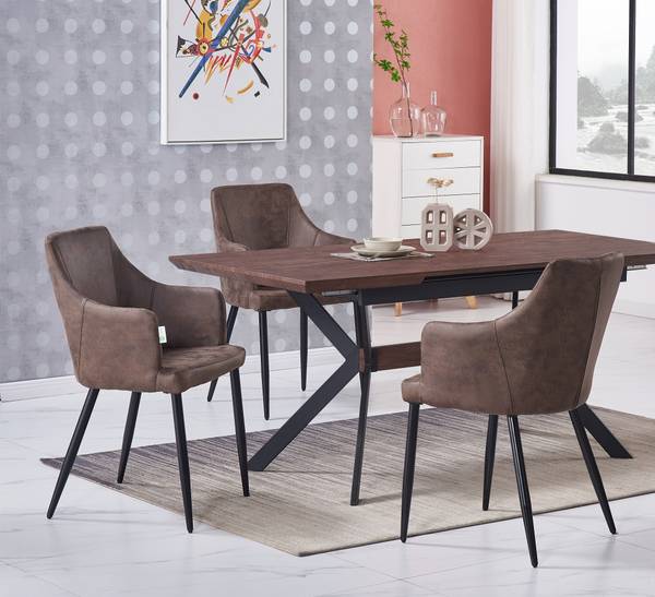 Zarah Esszimmerstühle 4er Set Braun - Echtleder - 58 x 87 x 60 cm