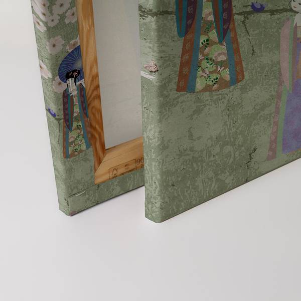 Leinwandbild Kimono 1 Grün - Textil - 50 x 40 x 2 cm