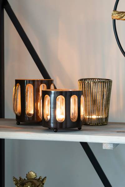 Theelichthouder Sot metaal - 10 x 14 x 10 cm