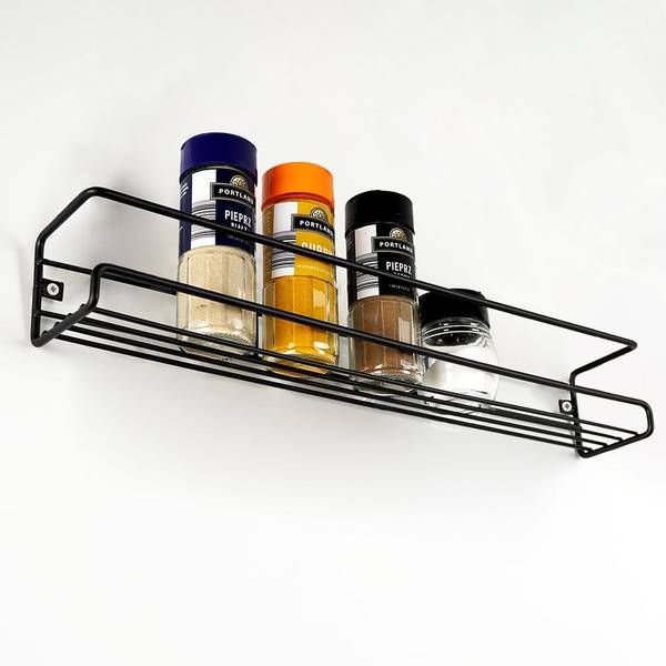 Gewürzregal 229057 Schwarz - Metall - 7 x 7 x 40 cm