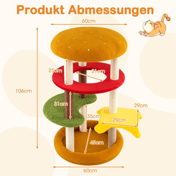 Kratzbaum BH32591 Orange - Holzwerkstoff - 60 x 106 x 60 cm