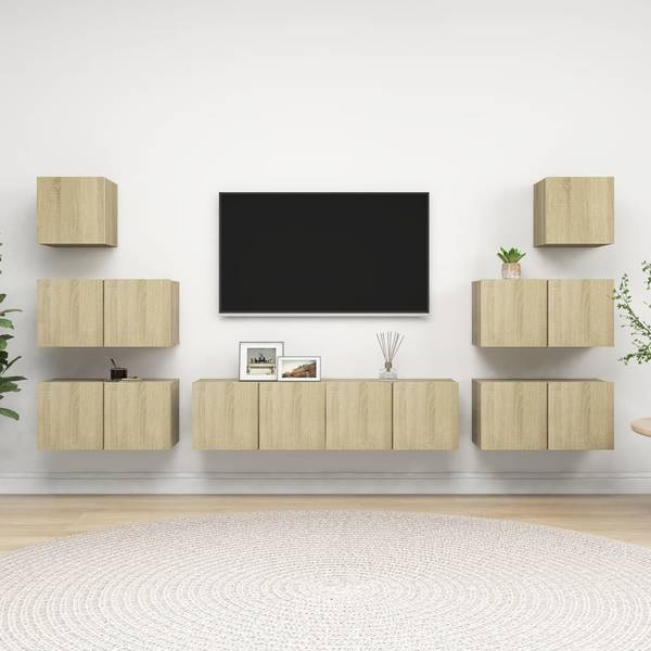 TV-Schrank 8er Set D920 Braun - Holzwerkstoff - 30 x 30 x 60 cm