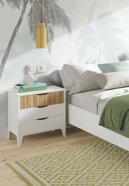 Chevet Jessa Blanc - Bois manufacturé - 44 x 50 x 33 cm