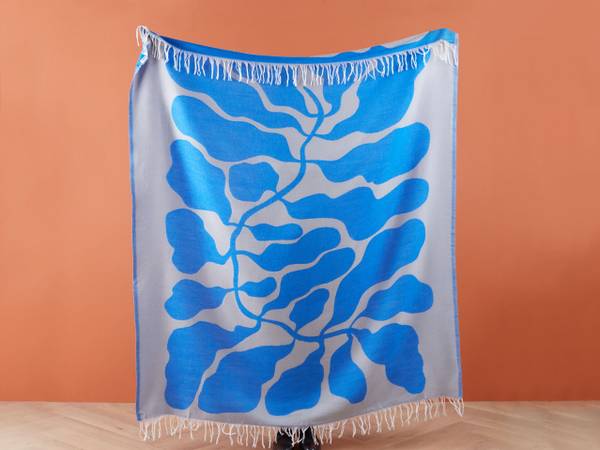 Couverture KIHUN Bleu - Gris - Textile - 130 x 1 x 170 cm