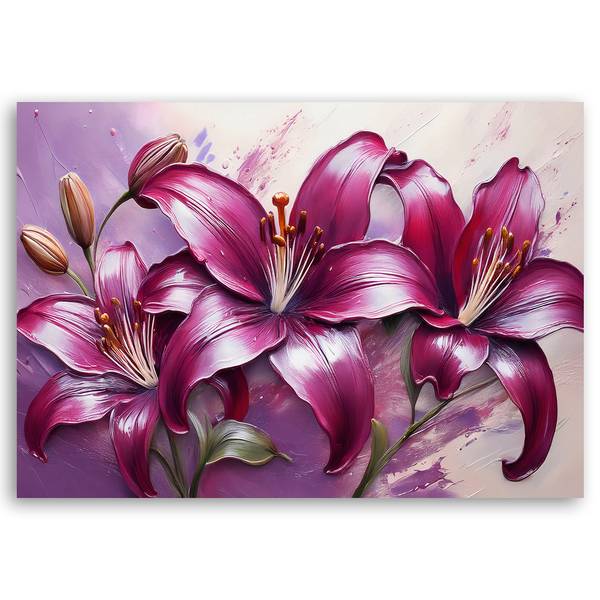 Wandbild lilie blumen purpurrot gemalt kaufen