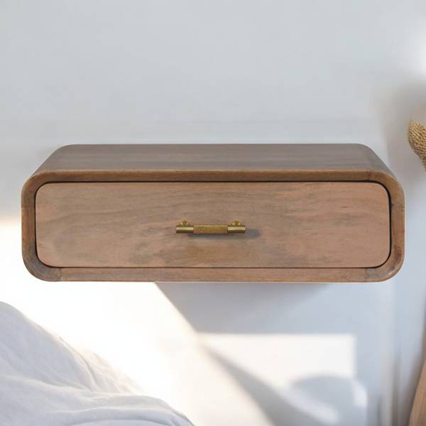 Table de Chevet  Sonoma Beige - Manguier - Laiton - 50 x 15 x 32 cm