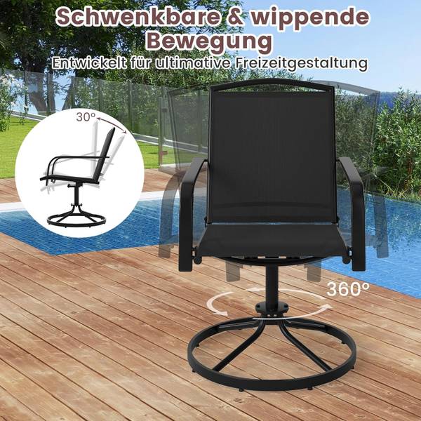 Gartenstühle ZB34379PW-4DE(2er Set) Schwarz - Metall - 56 x 93 x 66 cm