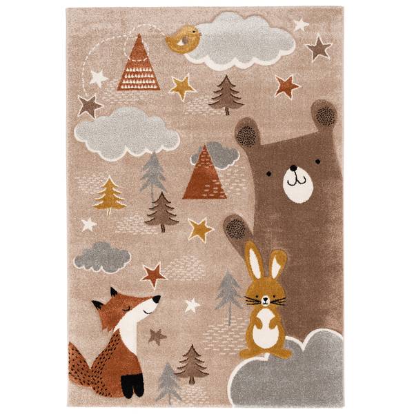 Kinder Teppich Maui Kids Fuchs und Bär Braun - 80 x 150 cm