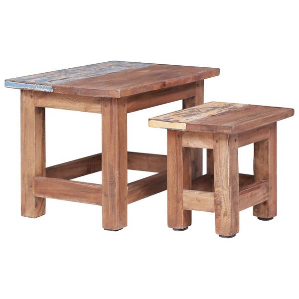 Beistelltische 2er Set D850 Braun - Massivholz - 40 x 30 x 40 cm