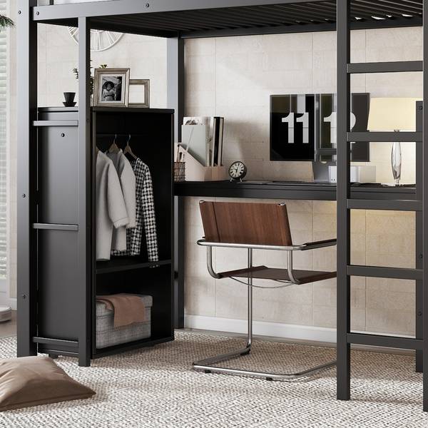 Hochbett EveMetal Ⅰ Schwarz - Eisen - 95 x 180 x 204 cm