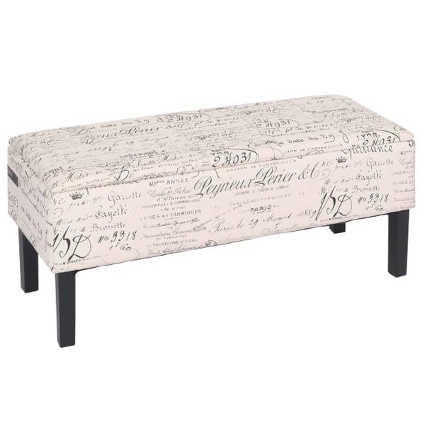 Sitzbank Renens Schriftzug creme Weiß - Textil - 36 x 44 x 95 cm