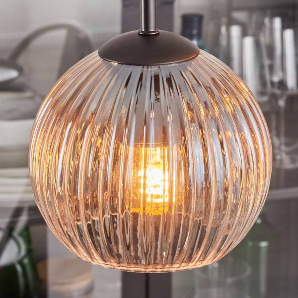 Pendelleuchte Cesaro Gelb - Aluminium - Klarglas - 15 x 147 x 37 cm