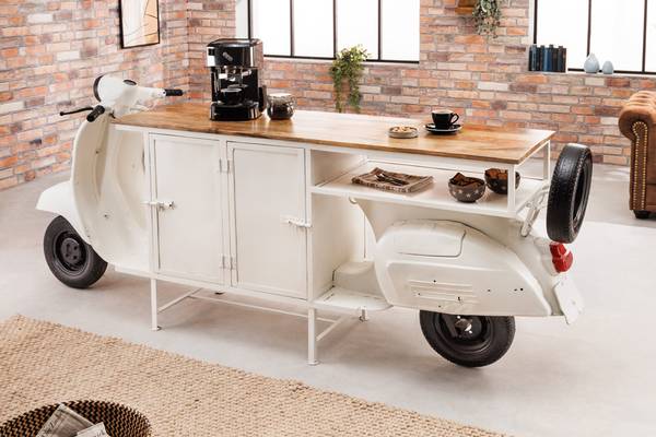 Barschrank SCOOTER Braun - Weiß - Mango - Eisen - 250 x 105 x 66 cm