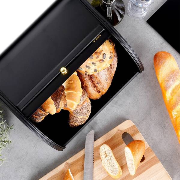 Brotkasten Schwarz - Stahl - 26 x 17 x 30 cm