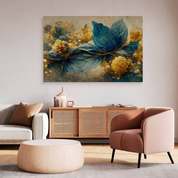 Leinwandbild Motiv Blätter 120 x 80 x 80 cm