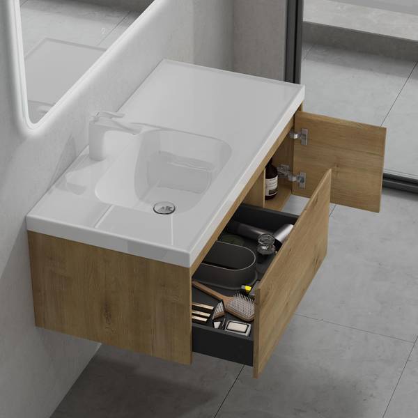 Waschtisch Salerno Eiche Wotan Dekor - Breite: 100 cm