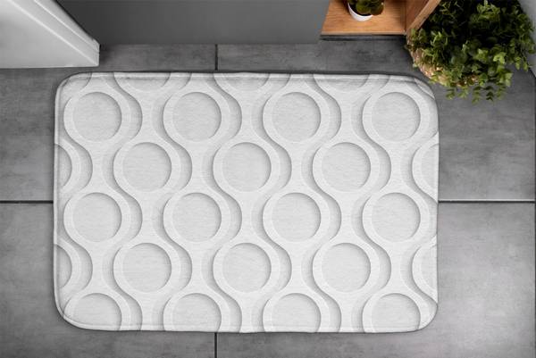 Badteppich Kreise Muster Weiß - Polyester - 75 x 45 x 75 cm