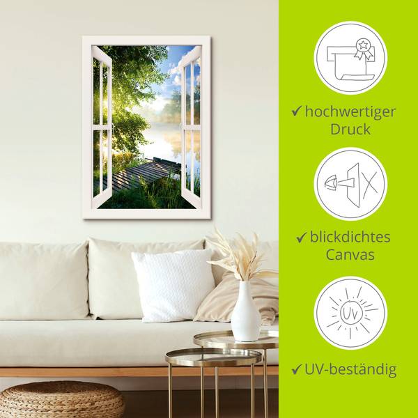 Leinwandbild Fensterblick Angelsteg 50 x 70 cm