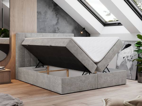 Boxspringbett GOLD-5 Platingrau - H4 - Textil - Liegefläche Breite: 120 cm