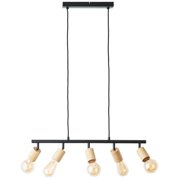 Pendelleuchte Tiffany Schwarz - Braun - Holz