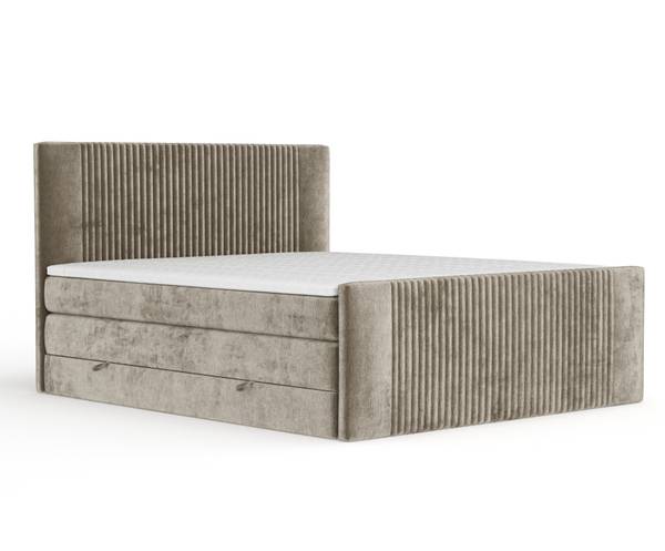 Boxspringbed Bergamo beige - Ligoppervlak breedte: 140 cm