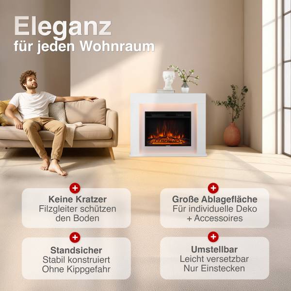 Elektrokamin Matti Weiß - Holzwerkstoff - 95 x 77 x 26 cm