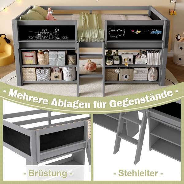 Halbhohes Bett Oneiros Ⅰ Grau