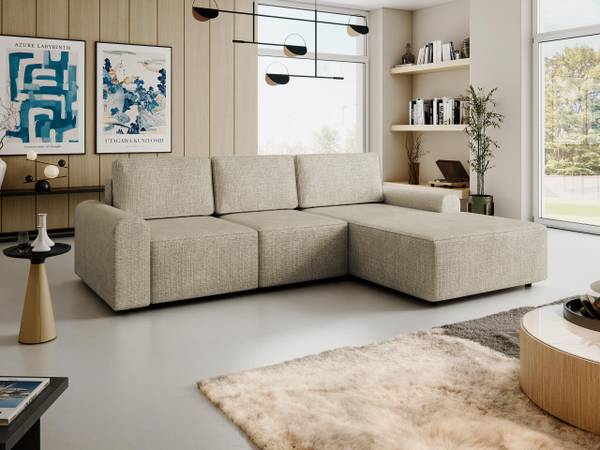 Ecksofa Bella L Beige - Ecke davorstehend rechts
